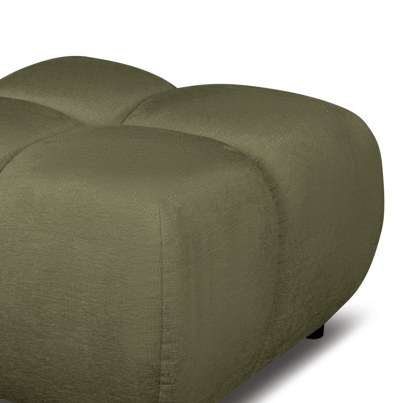 Pouf SORELLA tissu chenille vert kaki