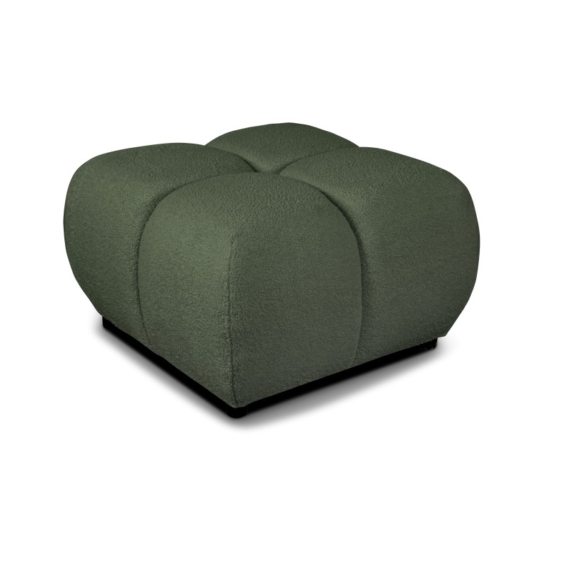 Pouf TASCA tissu bouclette vert kaki