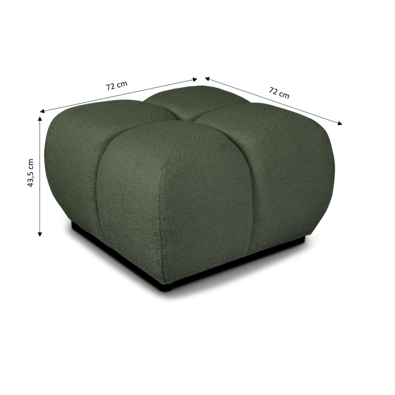 Pouf TASCA tissu bouclette vert kaki