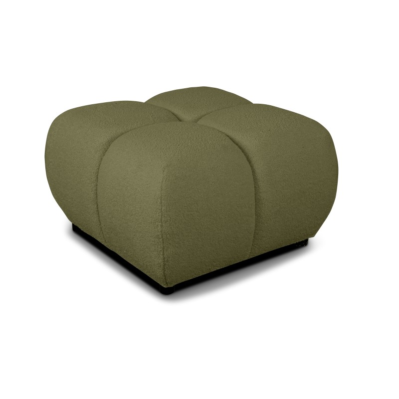 Pouf TASCA tissu bouclette vert olive