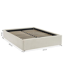 Lit coffre MARCY tissu chenille beige 140x190 sommier inclus