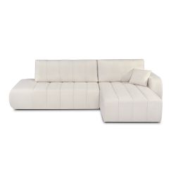 Canapé d'angle droit BELEM convertible tissu chenille écru 4 places