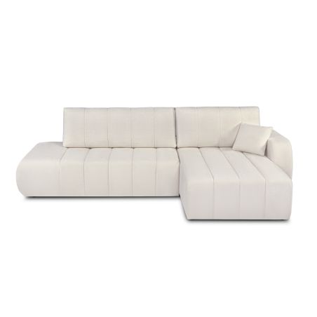 Canapé d'angle droit BELEM convertible tissu chenille écru 4 places