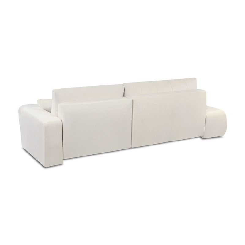 Canapé d'angle droit BELEM convertible tissu chenille écru 4 places