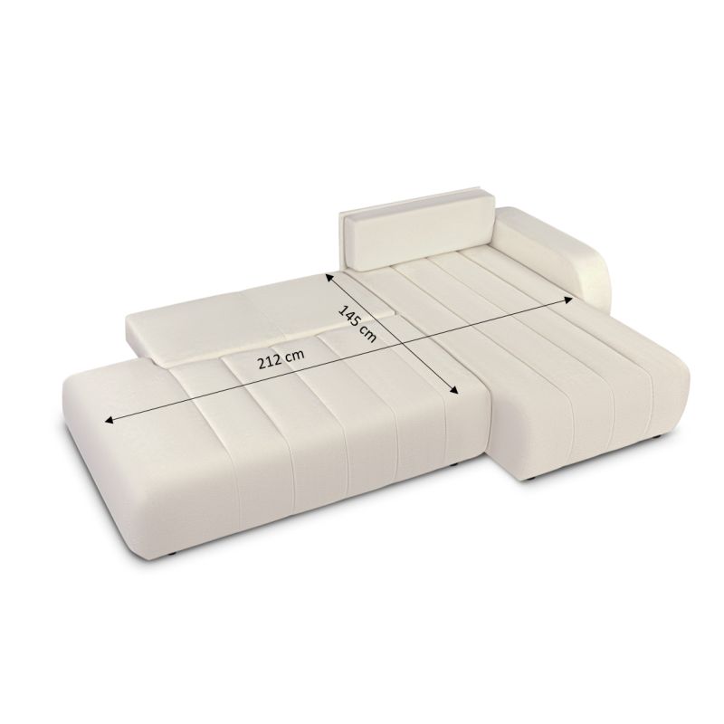 Canapé d'angle droit BELEM convertible tissu chenille écru 4 places