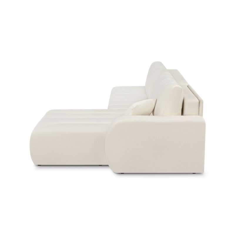 Canapé d'angle droit BELEM convertible tissu chenille écru 4 places