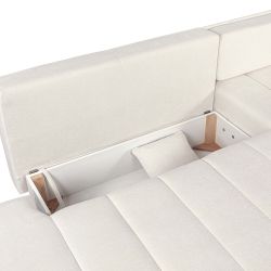 Canapé d'angle droit BELEM convertible tissu chenille écru 4 places