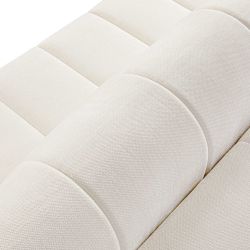 Canapé d'angle droit BELEM convertible tissu chenille écru 4 places