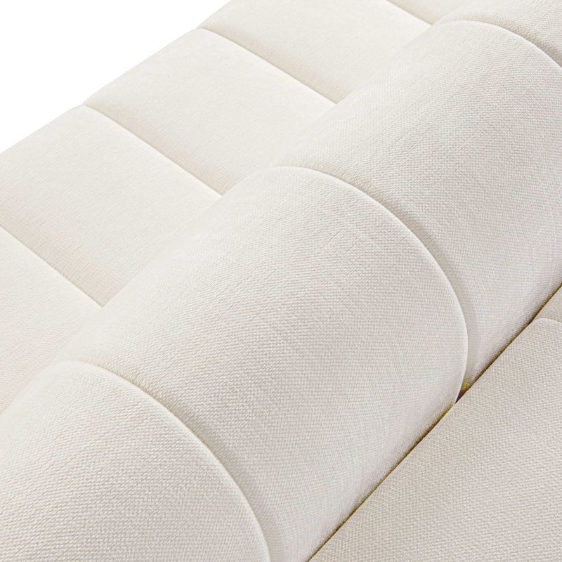 Canapé d'angle droit BELEM convertible tissu chenille écru 4 places