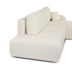Canapé d'angle droit BELEM convertible tissu chenille écru 4 places