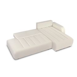 Canapé d'angle droit BELEM convertible tissu chenille écru 4 places