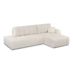Canapé d'angle droit BELEM convertible tissu chenille écru 4 places