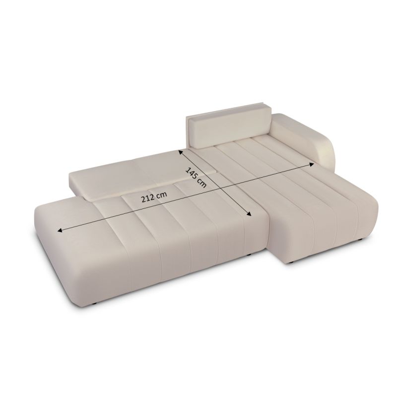 Canapé d'angle droit BELEM convertible tissu chenille grège 4 places