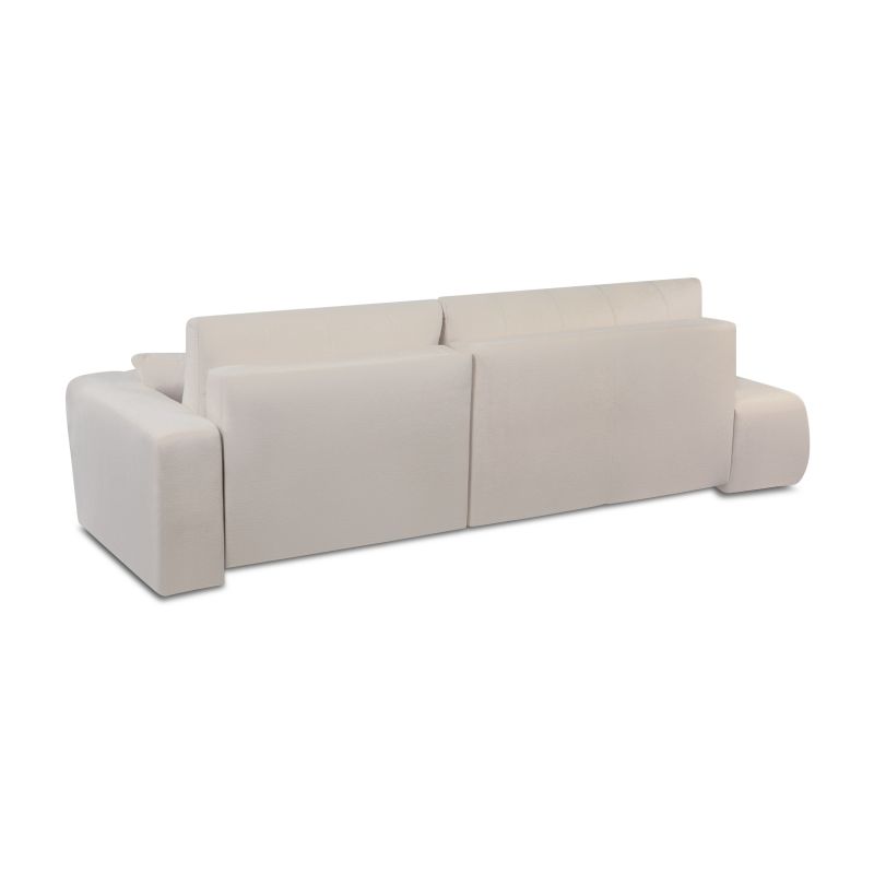Canapé d'angle droit BELEM convertible tissu chenille grège 4 places