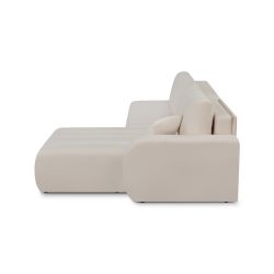 Canapé d'angle droit BELEM convertible tissu chenille grège 4 places