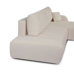 Canapé d'angle droit BELEM convertible tissu chenille grège 4 places