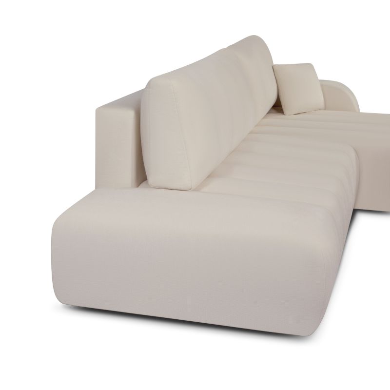 Canapé d'angle droit BELEM convertible tissu chenille grège 4 places