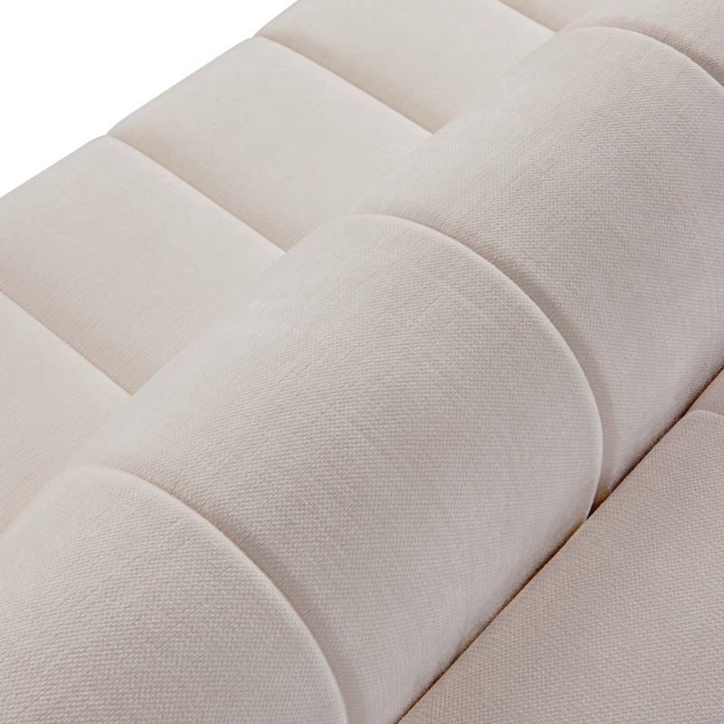 Canapé d'angle droit BELEM convertible tissu chenille grège 4 places