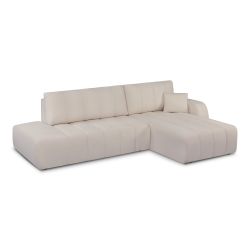 Canapé d'angle droit BELEM convertible tissu chenille grège 4 places