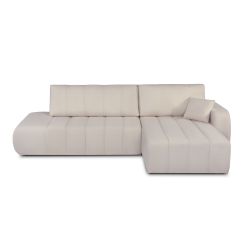 Canapé d'angle droit BELEM convertible tissu chenille grège 4 places