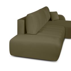Canapé d'angle droit BELEM convertible tissu chenille vert kaki 4 places