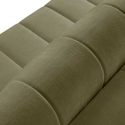 Canapé d'angle droit BELEM convertible tissu chenille vert kaki 4 places