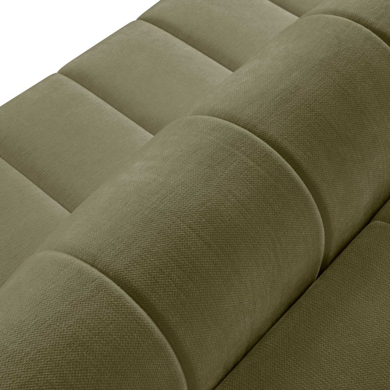 Canapé d'angle droit BELEM convertible tissu chenille vert kaki 4 places