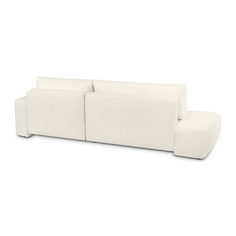 Canapé d'angle droit BELEM convertible tissu bouclette écru 4 places
