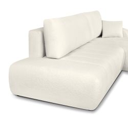 Canapé d'angle droit BELEM convertible tissu bouclette écru 4 places