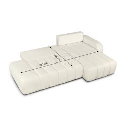 Canapé d'angle droit BELEM convertible tissu bouclette écru 4 places