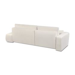 Canapé d'angle gauche convertible BELEM 4/5 places tissu chenille écru