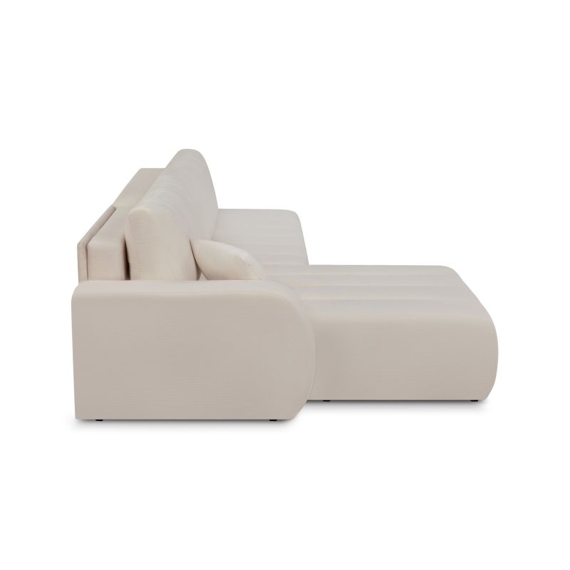 Canapé d'angle gauche convertible BELEM 4/5 places tissu chenille grège