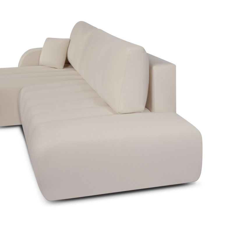 Canapé d'angle gauche convertible BELEM 4/5 places tissu chenille grège