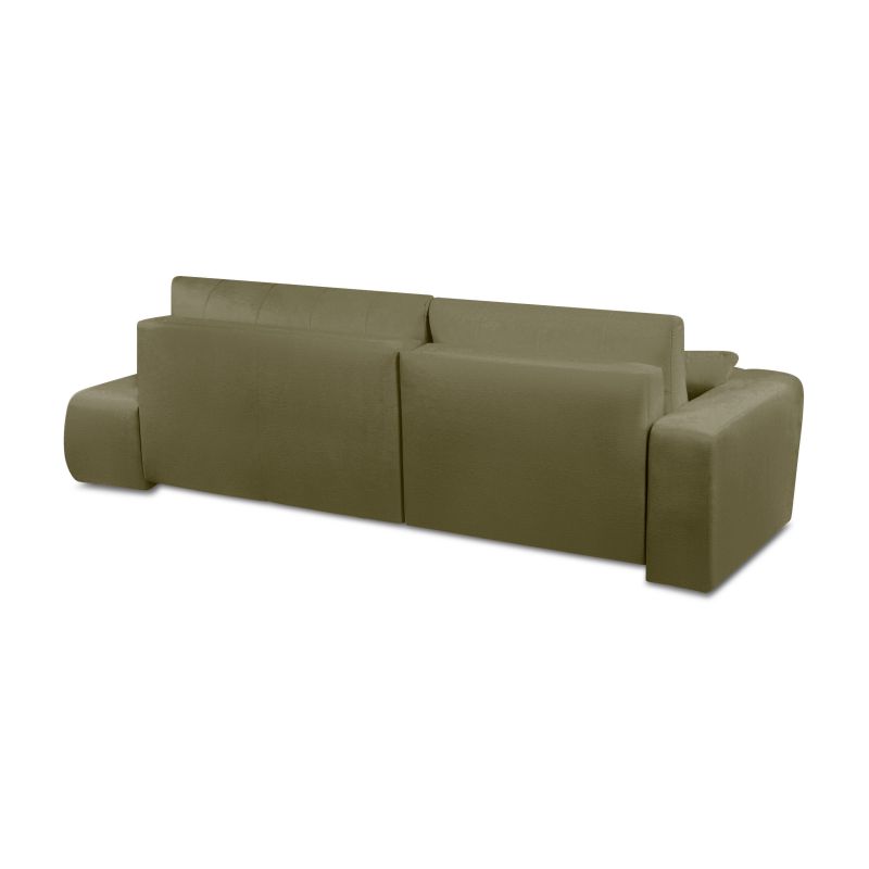 Canapé d'angle gauche BELEM convertible tissu chenille vert kaki 4 places
