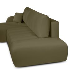 Canapé d'angle gauche BELEM convertible tissu chenille vert kaki 4 places