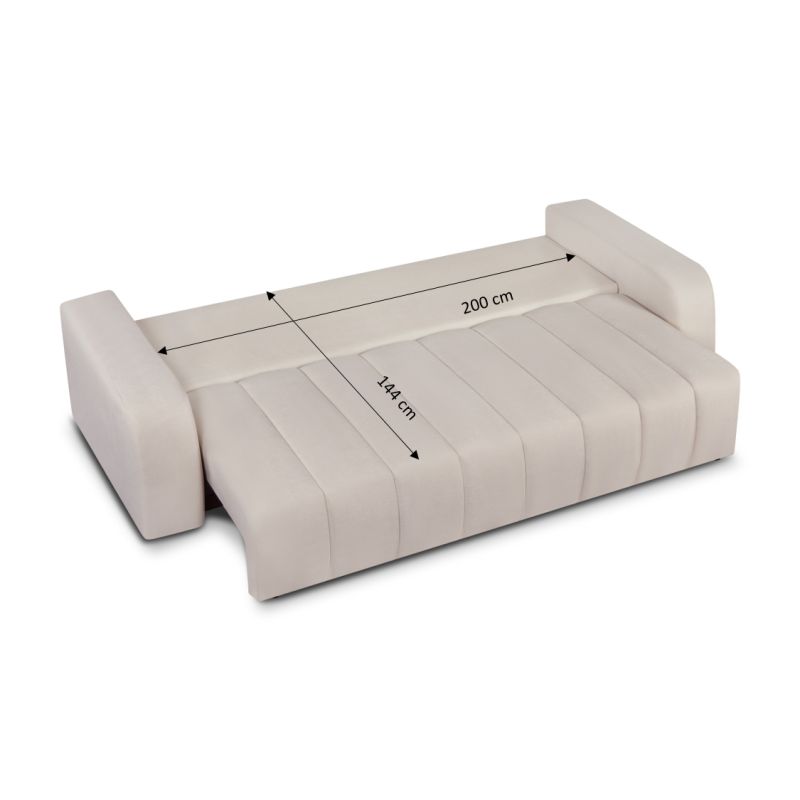 Canapé droit BELEM convertible tissu chenille grège 3 places