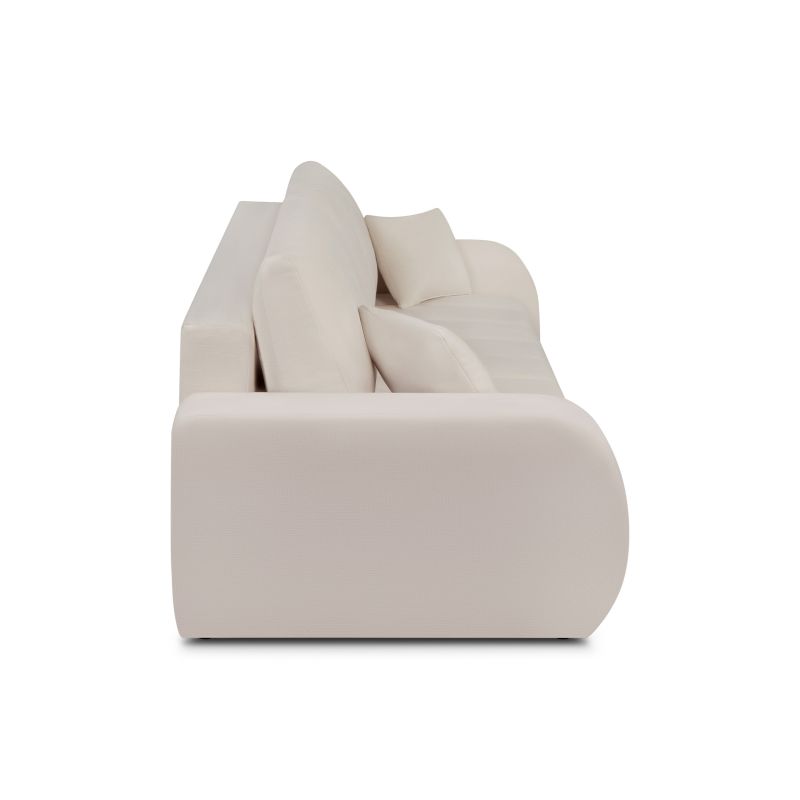 Canapé droit BELEM convertible tissu chenille grège 3 places