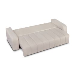 Canapé droit BELEM convertible tissu chenille grège 3 places