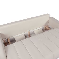 Canapé droit BELEM convertible tissu chenille grège 3 places