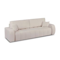 Canapé droit BELEM convertible tissu chenille grège 3 places