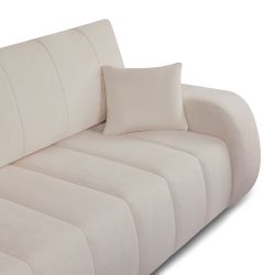 Canapé droit BELEM convertible tissu chenille grège 3 places