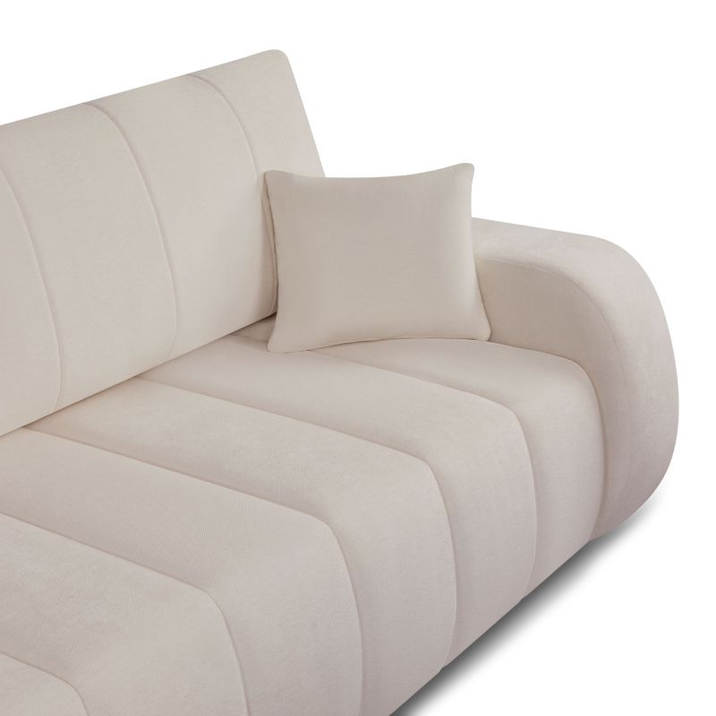 Canapé droit BELEM convertible tissu chenille grège 3 places