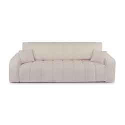 Canapé droit BELEM convertible tissu chenille grège 3 places