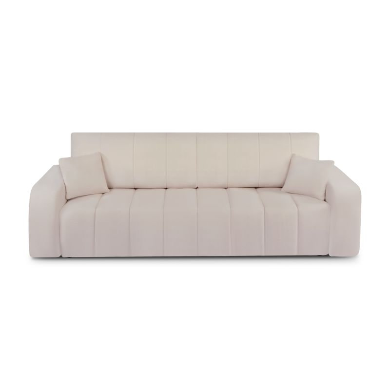 Canapé droit BELEM convertible tissu chenille grège 3 places