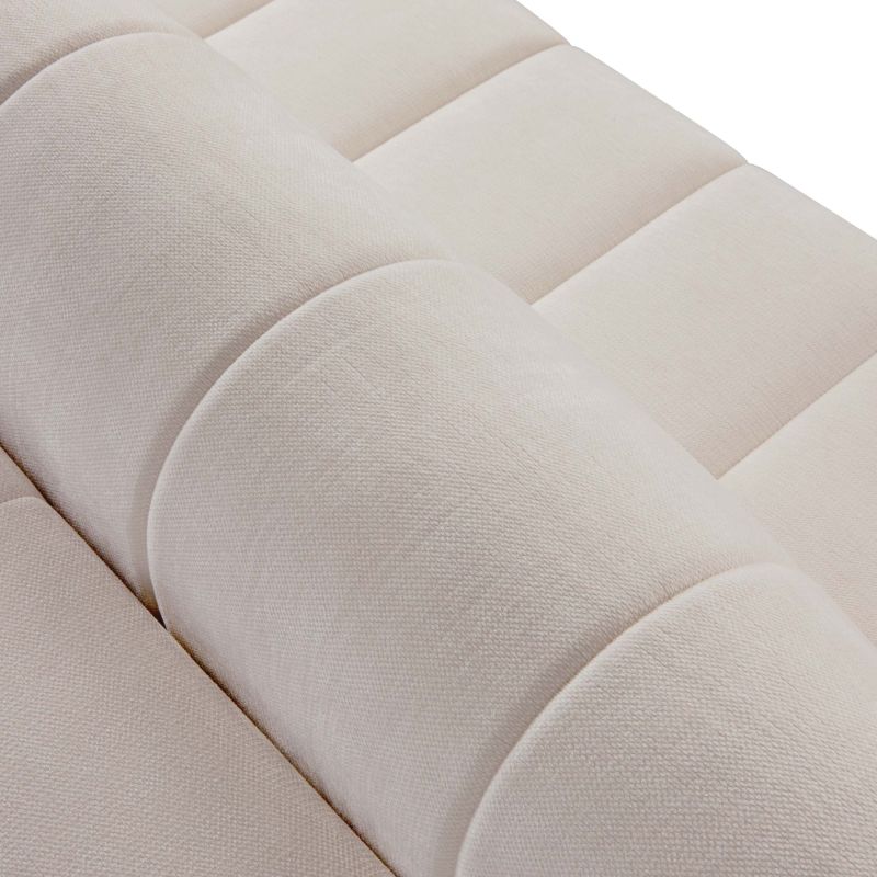 Canapé droit BELEM convertible tissu chenille grège 3 places