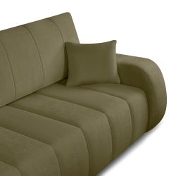 Canapé droit BELEM convertible tissu chenille vert kaki 3 places