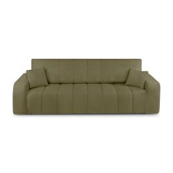 Canapé droit BELEM convertible tissu chenille vert kaki 3 places