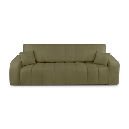 Canapé droit BELEM convertible tissu chenille vert kaki 3 places