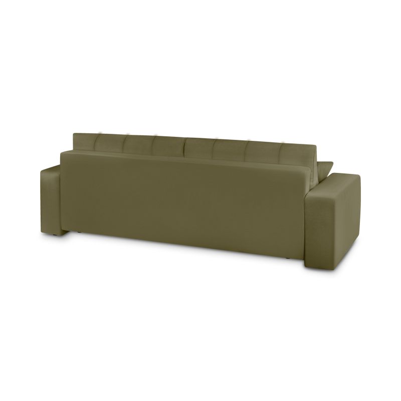 Canapé droit BELEM convertible tissu chenille vert kaki 3 places