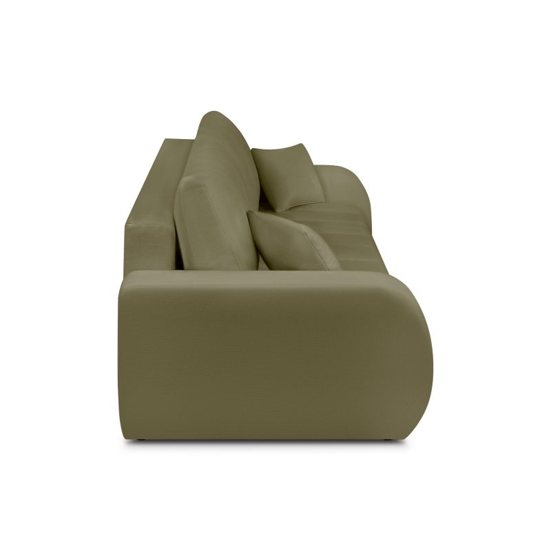 Canapé droit BELEM convertible tissu chenille vert kaki 3 places